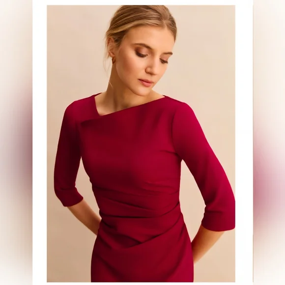 NWT Libby London Tiverton Stretch Crepe Dress in Red Size 10 (UK 14) - Picture 2 of 5